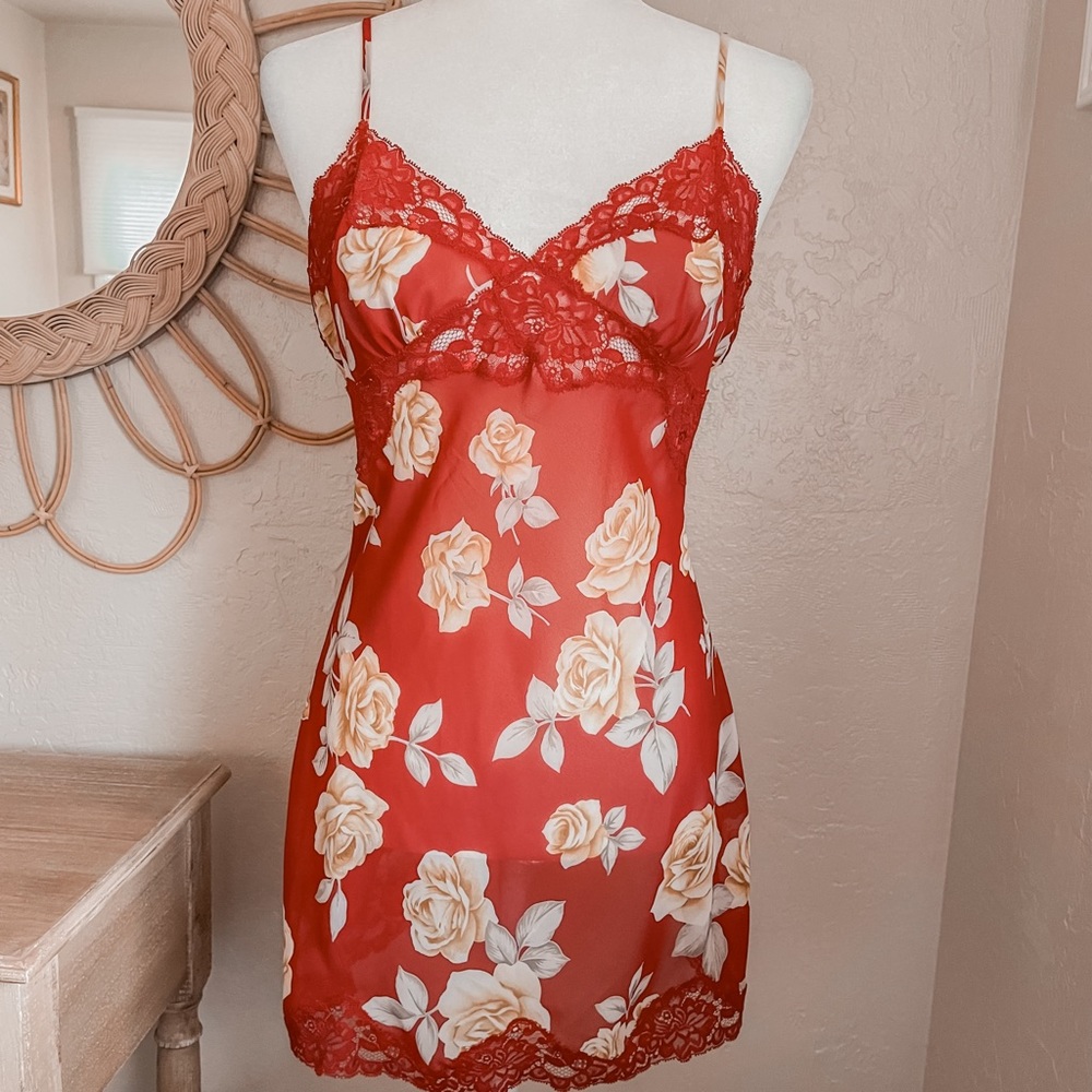 Victorias Secret Y2K Sheer Floral Slip Lace Fairy Sexy Slip Lingerie Dress